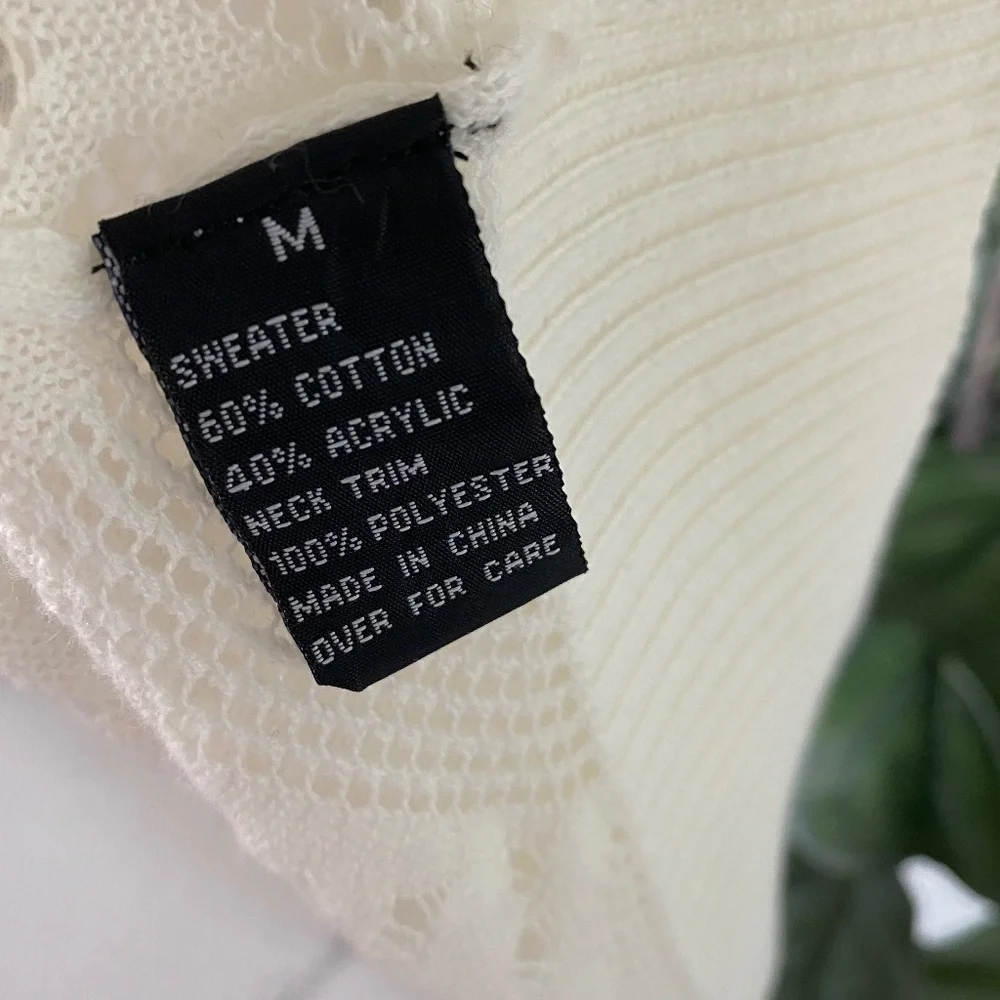 AB Studio White Cardigan Sz M - Picture 7 of 8